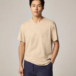 Sueded cotton V-neck T-shirt