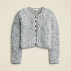 Sweater lady jacket in silver tinsel yarn