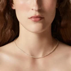 Teardrop cubic zirconia bezel-set tennis necklace