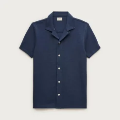 Textured camp-collar knit shirt