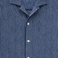 Textured camp-collar knit shirt in stripe