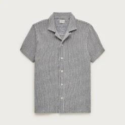 Textured camp-collar knit shirt in stripe