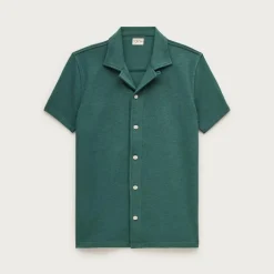 Textured camp-collar knit shirt