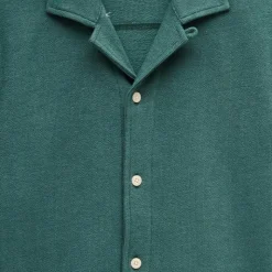Textured camp-collar knit shirt