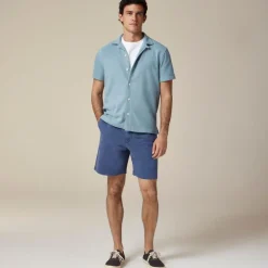 Textured camp-collar knit shirt