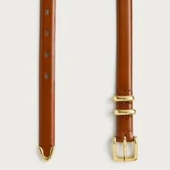 Thin spazzolato Italian leather belt