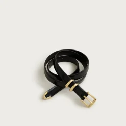 Thin spazzolato Italian leather belt