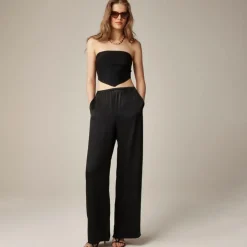 Tie-back tube top in textured satin