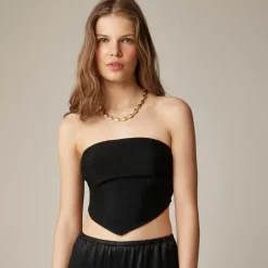 Tie-back tube top in textured satin