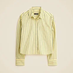 Étienne cropped button-up shirt in striped cotton poplin