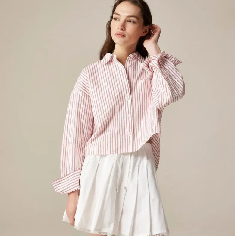 Étienne cropped button-up shirt in stripe