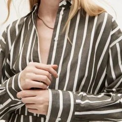Étienne oversized shirt in offset-stripe cotton poplin