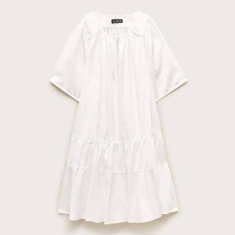 Tiered popover dress in cotton poplin