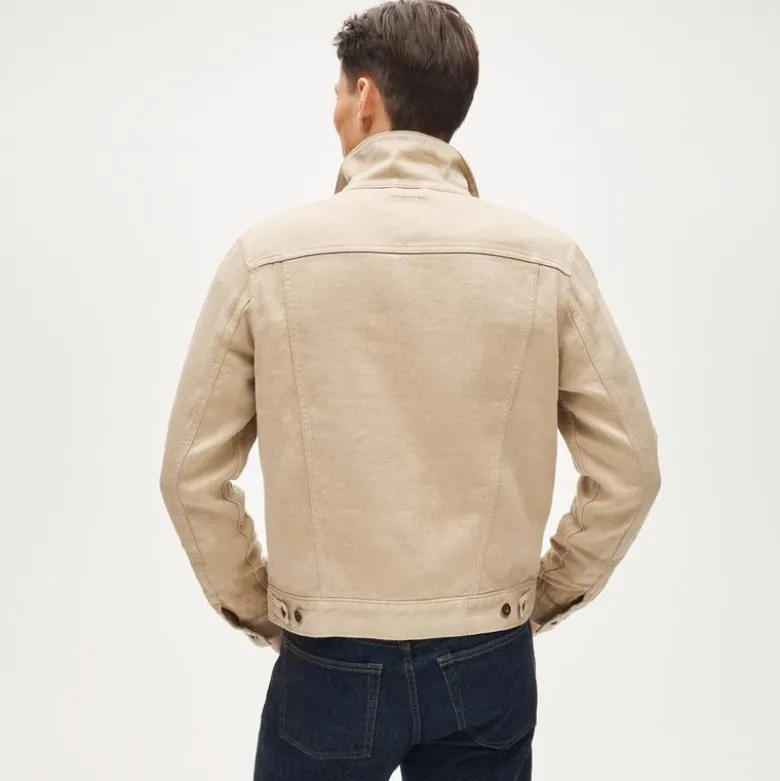 Trucker jacket in linen-cotton blend