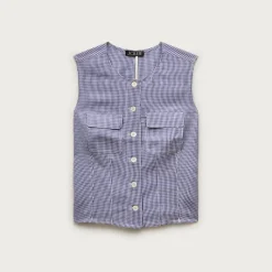 Utility top in gingham Gramercy linen blend
