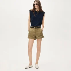 Utility-pocket short in sateen
