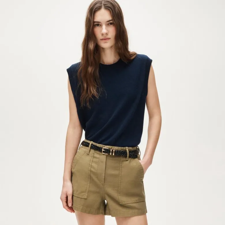 Utility-pocket short in sateen