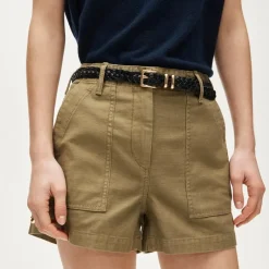 Utility-pocket short in sateen