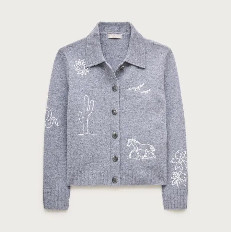 Vintage wool cardigan in western print