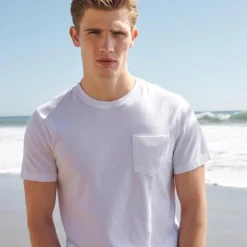 Vintage-wash cotton pocket T-shirt