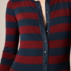 Waffle-knit one-piece in rugby stripe