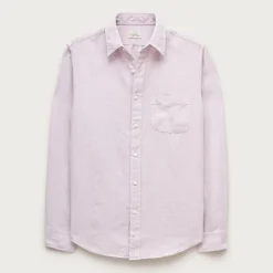 Washed linen shirt with point collar