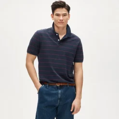 Washed piqué polo shirt in stripe