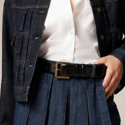 Wide belt in spazzolato leather