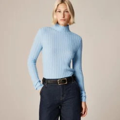 Wide-rib cashmere turtleneck sweater