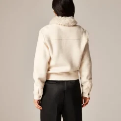 Wool-blend flight jacket with faux-fur collar