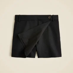 Wrap-front skort in bi-stretch cotton blend