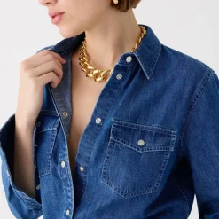 Wren slim western chambray shirt in Villere wash