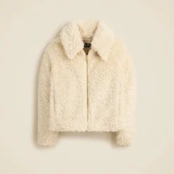 Zip-up jacket in textured faux fur