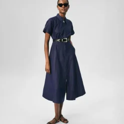 Zip-up shirt-dress in Gramercy linen blend